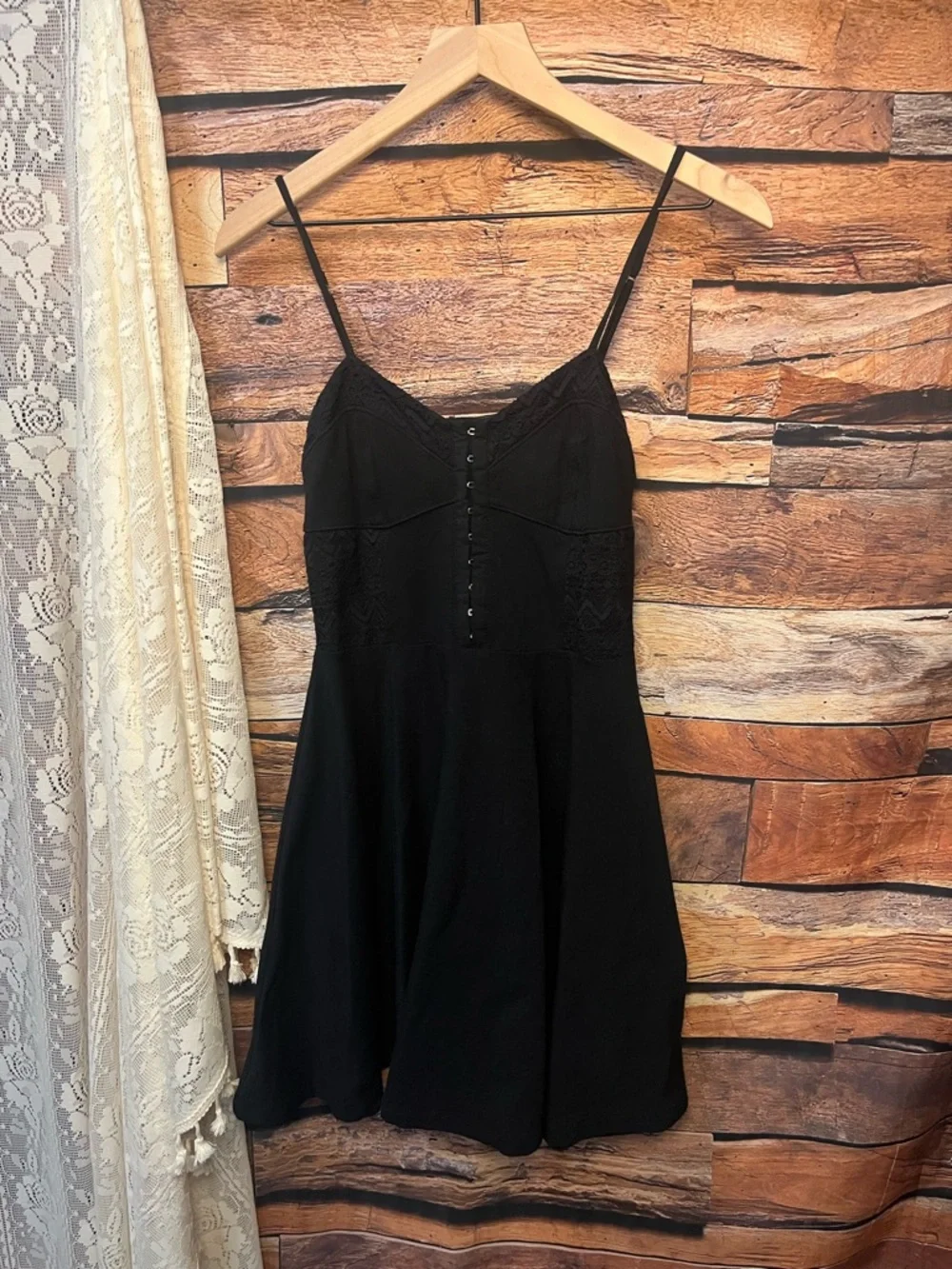 Aeropostale Black Mini Skater Dress with Spaghetti Straps (195) - Picture 2 of 13